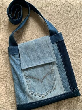HANDMADE ❤️ Patchwork Denim Crossbody Bag NEW